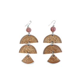3 Layer 2 Dangling Earrings - Brown