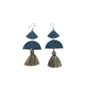 3 Layer 2 Dangling Earrings - Black