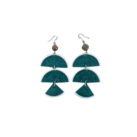 3 Layer 2 Dangling Earrings - green