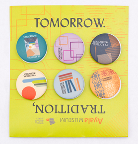 Button Pins 1.25 set of 6 with packaging - Jo Ann Gando