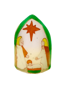 Nativity 5 - painted on semi-oval glass (green)