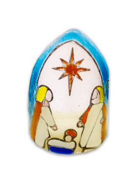 Nativity 10 - painted on semi-oval glass (blue)