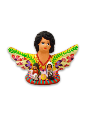 Nativity 14 - Terracotta Holy Family in front of the Angel