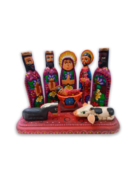 Nativity 16 - wooden carved nativity with 3 kings