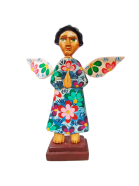 Angel 1 - Standing wooden angel with floral design